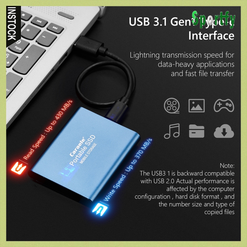 Ổ Cứng Di Động Usb 3.0 500gb Ssd Usb 3.1 Gen-1 Kích Thước 7.5x5.5x1cm / 2.95x2.16x0.39inch