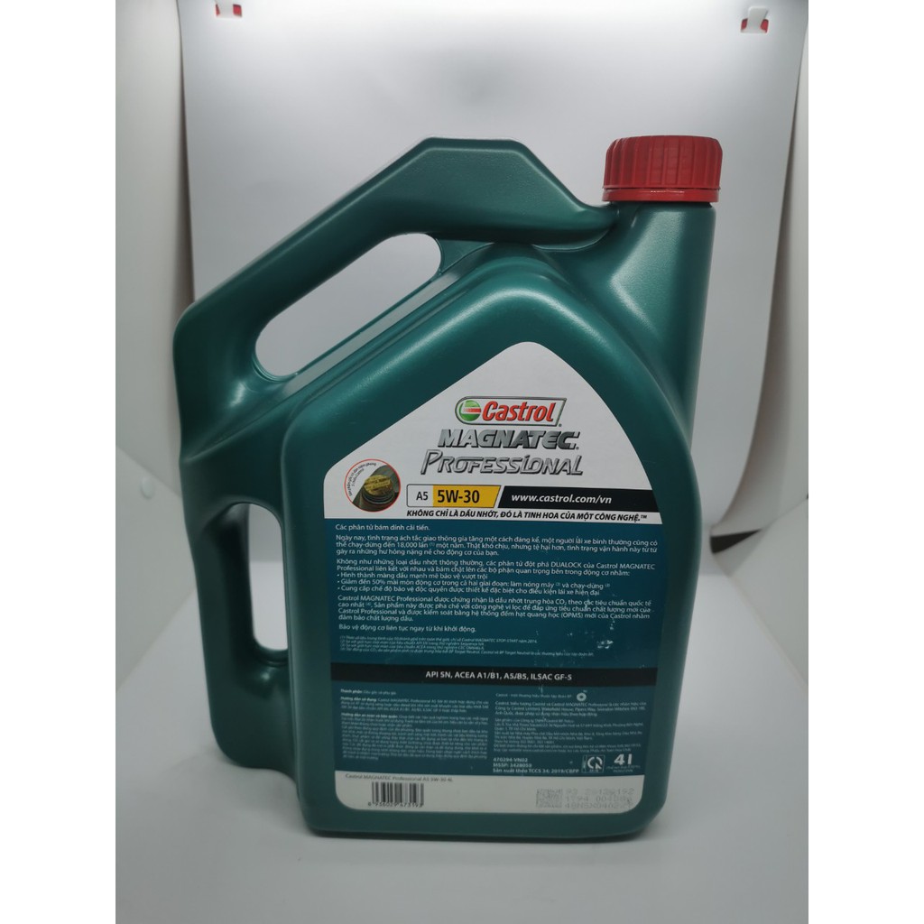 Dầu nhớt tổng hợp toàn phần cho xe ô tô Castrol MAGNATEC Professional A5 5W-30 4Lít