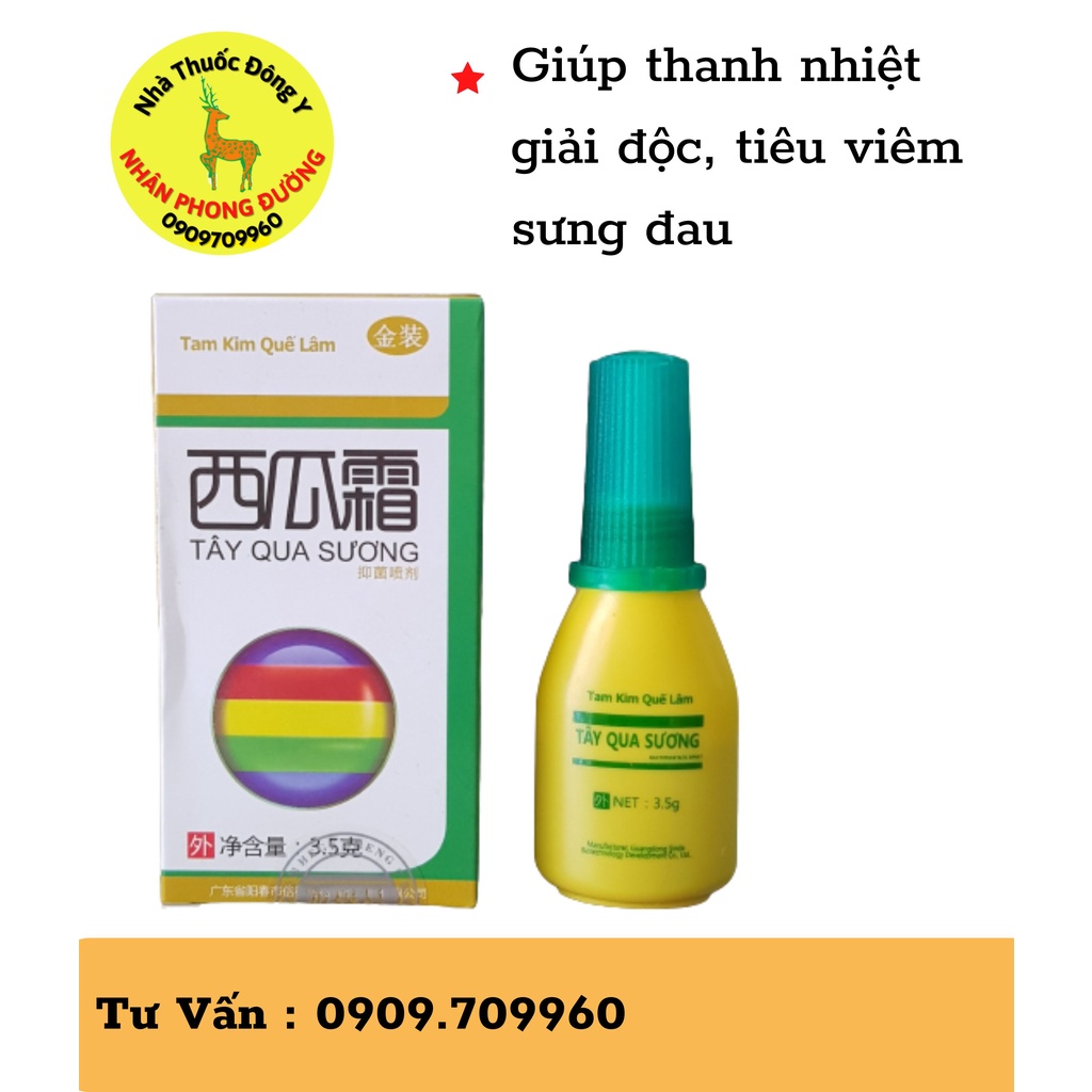 TÂY QUA SƯƠNG- TAM KIM QUẾ LÂM GOLD, lọ 3,5g , dùng xoa ngoài khi miệng, lưỡi lở loét, nướu răng sưng đau hoặc chảy máu.