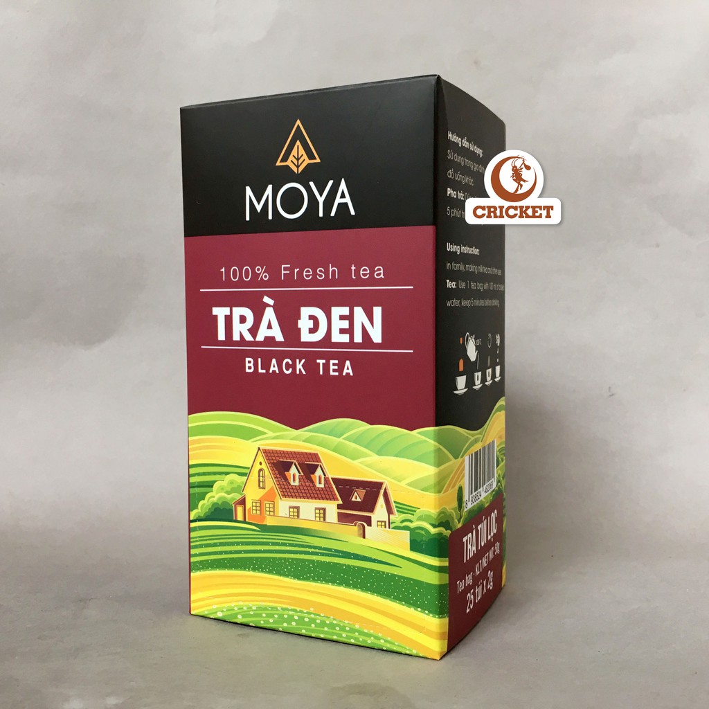 Trà đen túi lọc Moya Hộp 50g (25 túi x 2g) dùng cho gia đình, nguyên liệu pha chế trà sữa
