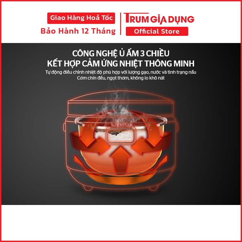 Nồi cơm điện tử 1,8L Sunhouse Mama SHD8903, ruột nồi 7 lớp. công nghệ ủ ấm 3 chiều.