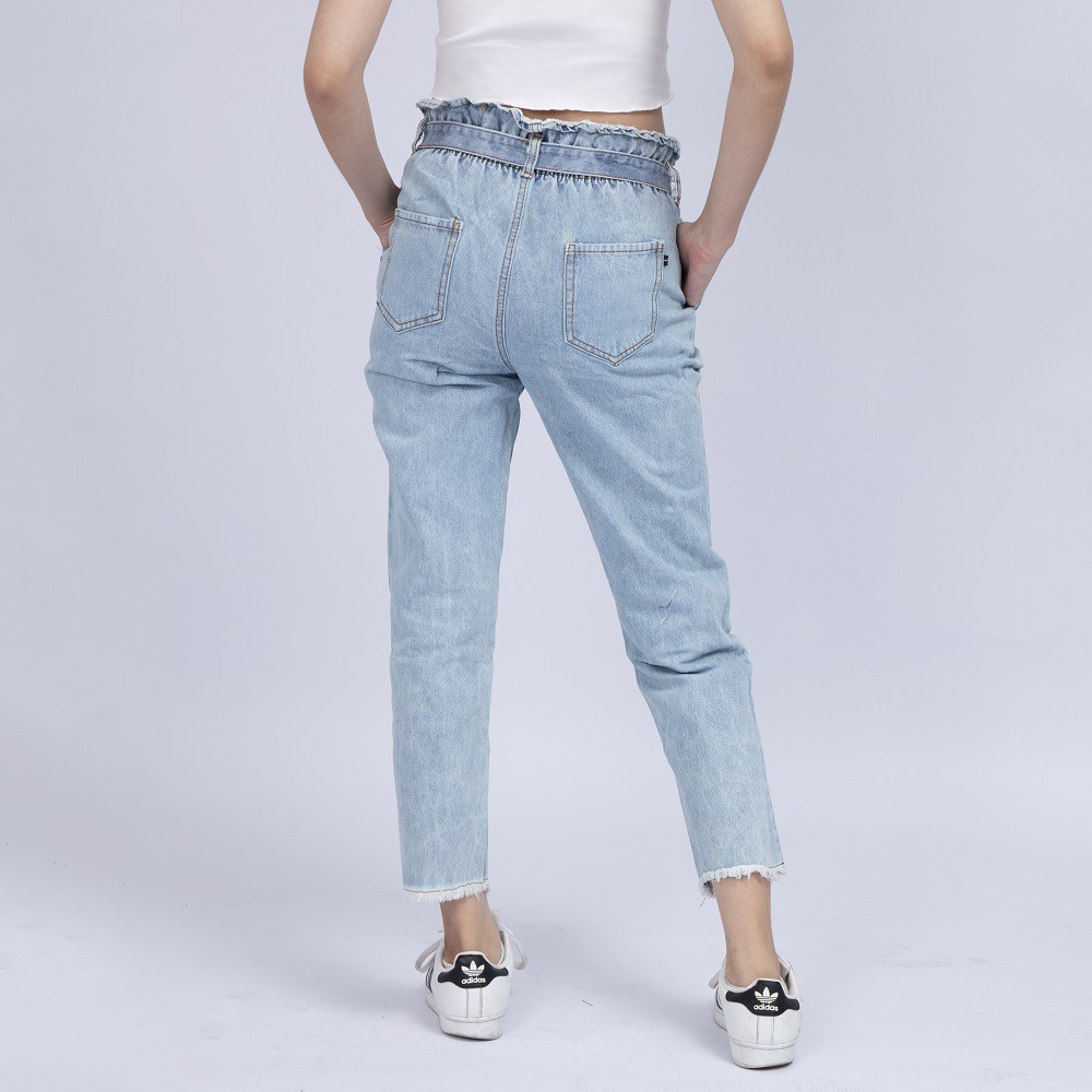 Quần Jean Nữ Begy Cạp Cao Phối Dây Nịt Jean Co Thời Trang Cao Cấp Giãn QR01. InsideShop.05