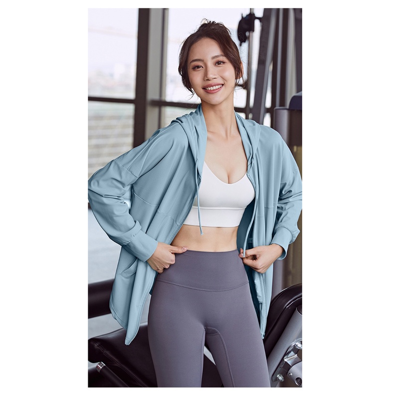 Áo Khoác Thể Thao Dáng Rộng Có Nón Nhanh Khô Phối Khóa Kéo Thời Trang Cho Nữ