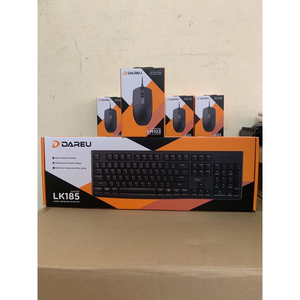 Bàn phím chuột máy tính văn phòng có dây DAREU LK185 + LM103 bảo hành 24 tháng