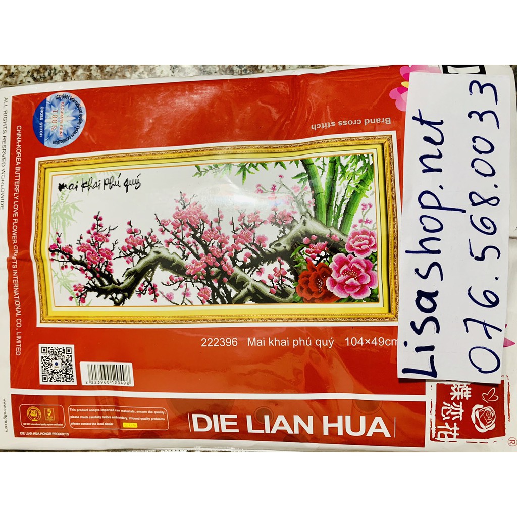 Tranh thêu HOA ĐÀO  222396  chưa thêu lp5090 51329