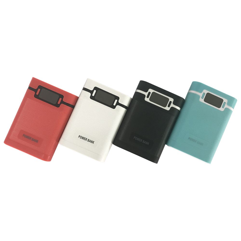 Ốp gắn sạc dự phòng 4 pin 18650 2 cổng USB có màn hình LCD đèn led nhiều màu sắc