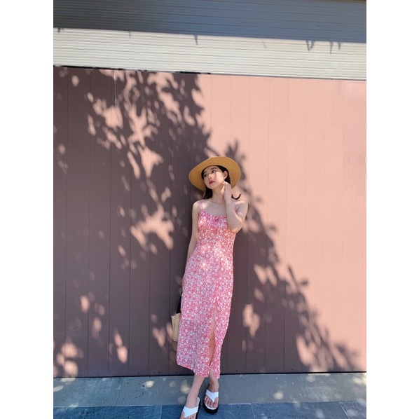 OHARA DRESS - Váy hai dây hoa nhí dáng dài xẻ tà