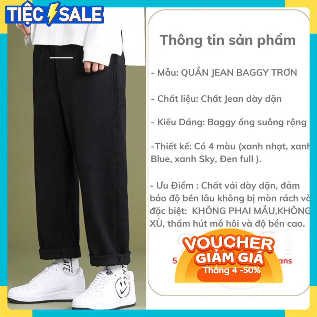 Quần jean nam baggy ống suông rộng,Quần bò nam nữ dáng đứng vải jeans bò cao cấp hottrend 2022