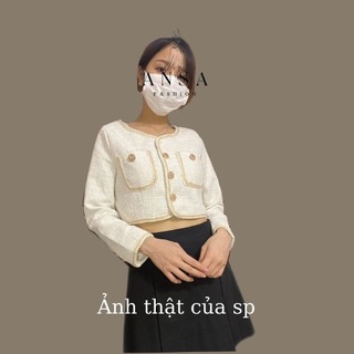 Áo dạ tweed Hàn Quốc dáng ngắn