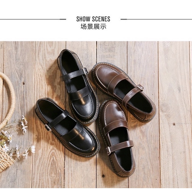 Giày búp bê có quai mori girl vintage đế cao 3cm học sinh lolita ulzzang Nhật Bản - Yannie