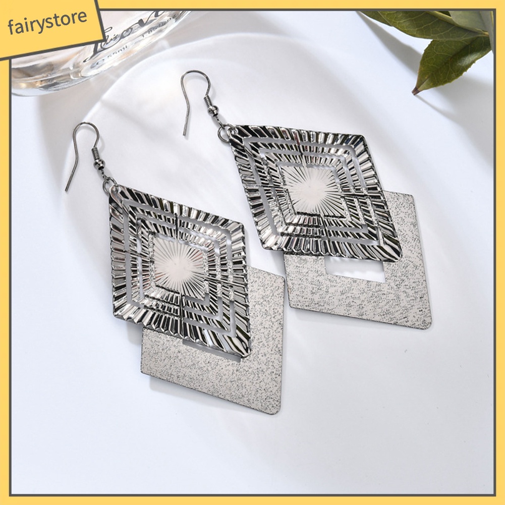 Bông Tai Dáng Dài Thiết Kế Hình Thoi   Lớp Thời Trang