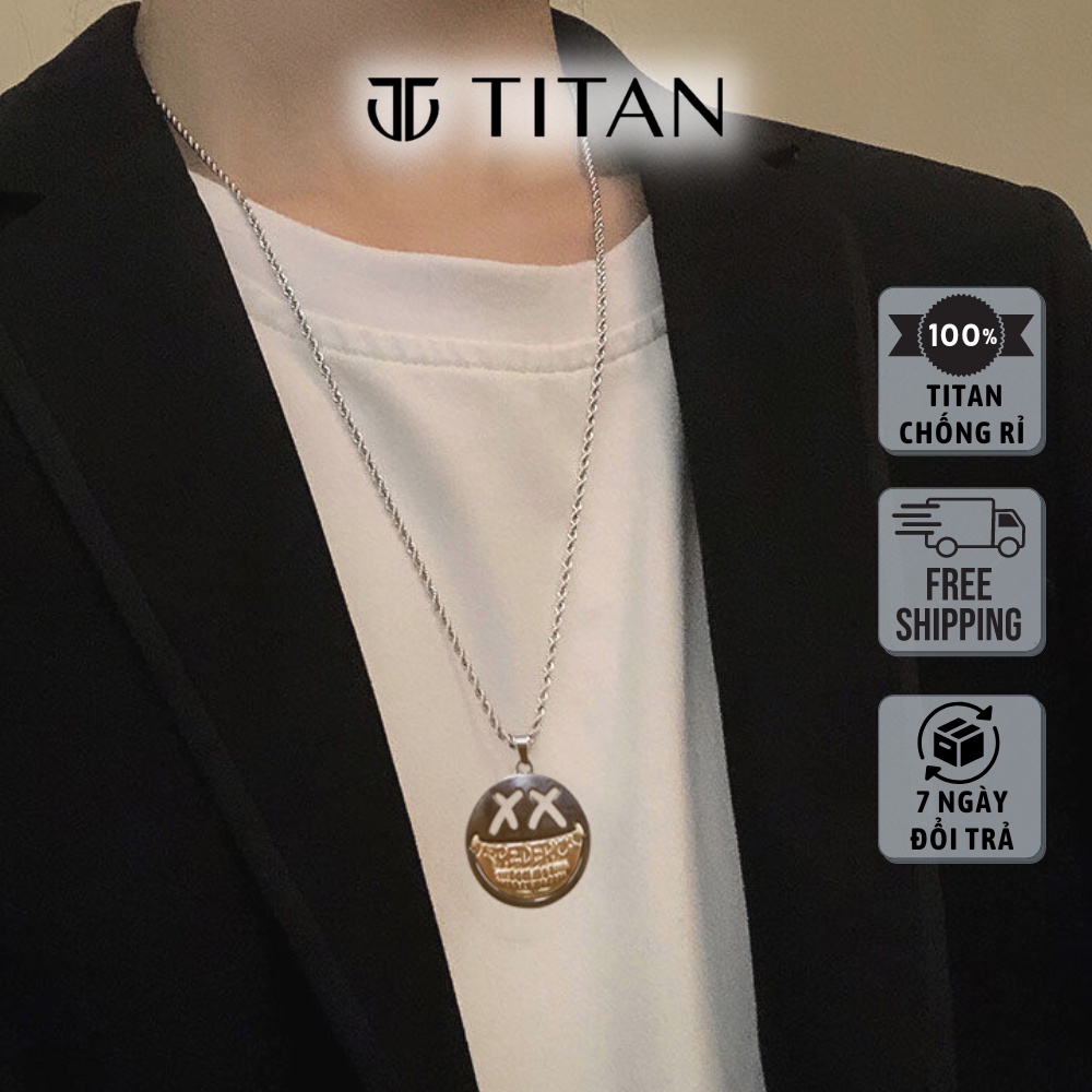 Dây chuyền nam nữ Bboy mặt cười, vòng cổ Grillz thời trang unisex màu bạc phong cách hiphop cá tính chất ngầu Titan Shop