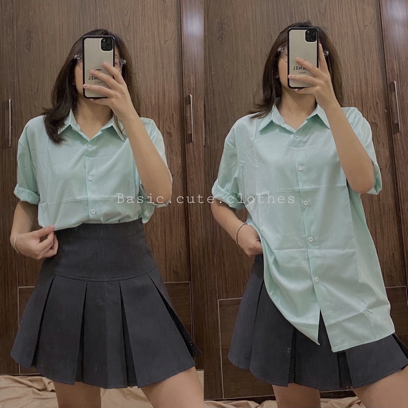 Chân váy xếp ly to dáng ngắn có quần bên trong kèm ảnh thật SẴN ĐEN S,XS,L, 2XL, GHI S,M,XL