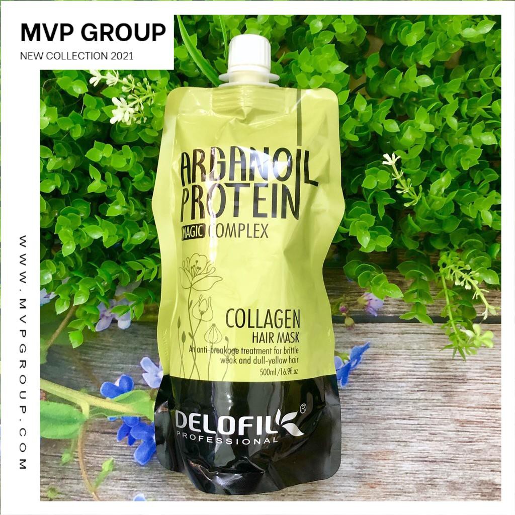 [Chính hãng][Hot] Hấp dầu Collagen Delofil Argan Oil Protein siêu mượt 500ml (túi)