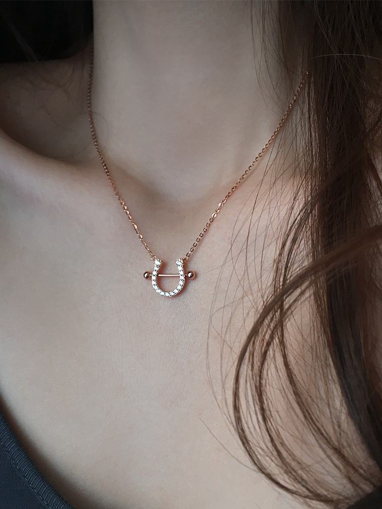 S925 Sterling Silver Horseshoe Necklace Clavicle Chain Female Design Sense Simple and Fresh Elegant Jewelry