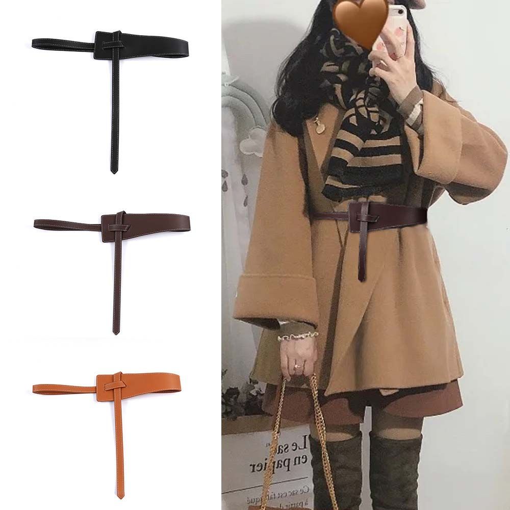 Thắt lưng da PU bản rộng thắt nút phong cách Hàn Quốc cổ điển đơn giản thời trang cho nữ