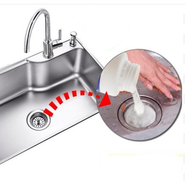 Bột thông cống, khử khuẩn cho đường ống nhà vệ sinh, nhà tắm, bồn rửa SIÊU TỐC tiện lợi 110G