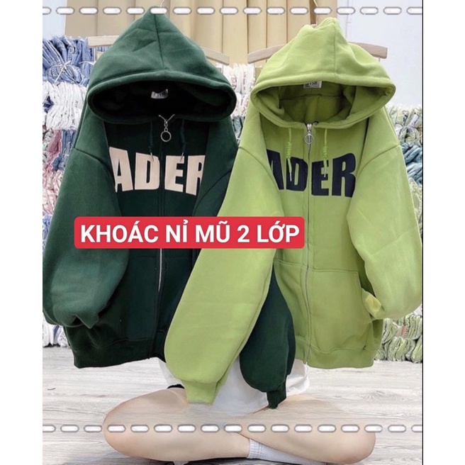 Áo Khoác ADER Nỉ Mũ 2 Lớp Siêu Dày Dặn Form Thụng Unisex nam Nữ