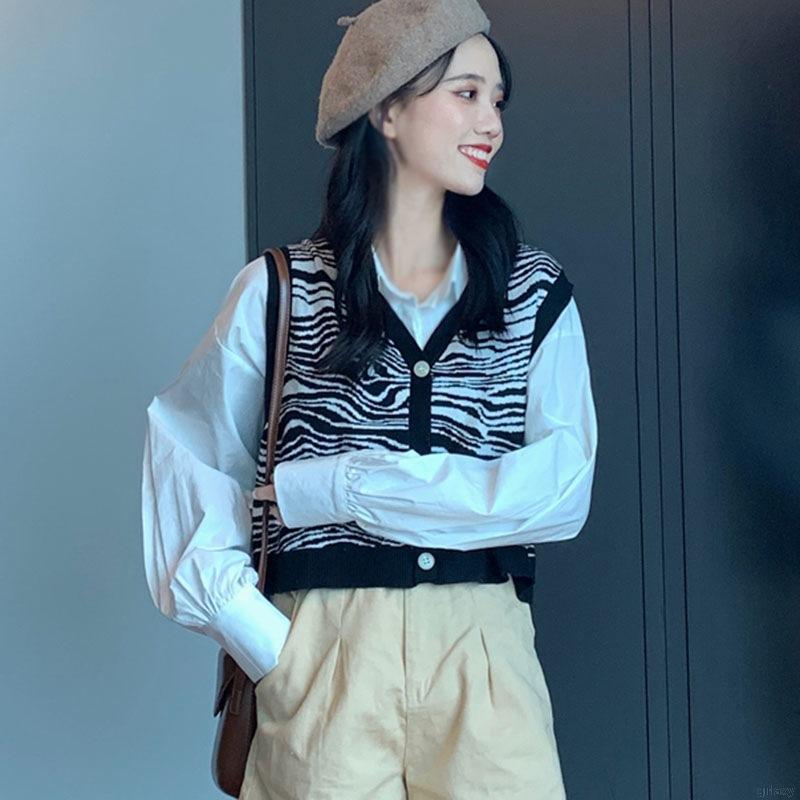 Áo Khoác Len Không Tay Họa Tiết Ngựa Vằn Thời Trang Cho Nữ | BigBuy360 - bigbuy360.vn