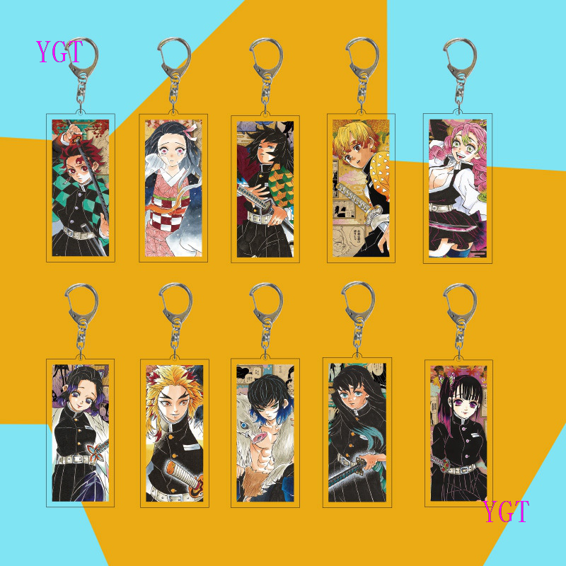 YGT 1 Pc Anime Demon Slayer: Kimetsu No Yaiba Key Chains Two-sided Keychain Cosplay Acrylic