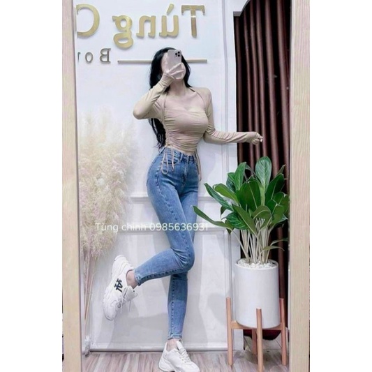 [ Xả kho 3 ngày ] Áo thun lụa OFF tay dài khoét ngực xinh GB05106