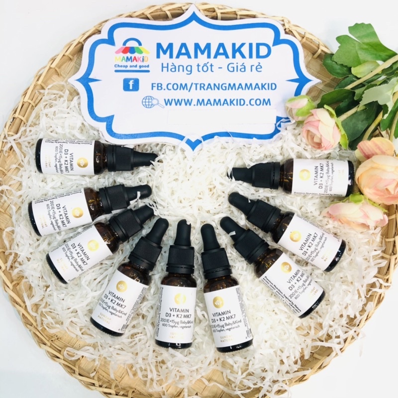 Vitamin D3 K2 MK7 Sunday Natural Đức tăng cường hấp thụ canxi vào xương, răng dành cho trẻ từ sơ sinh