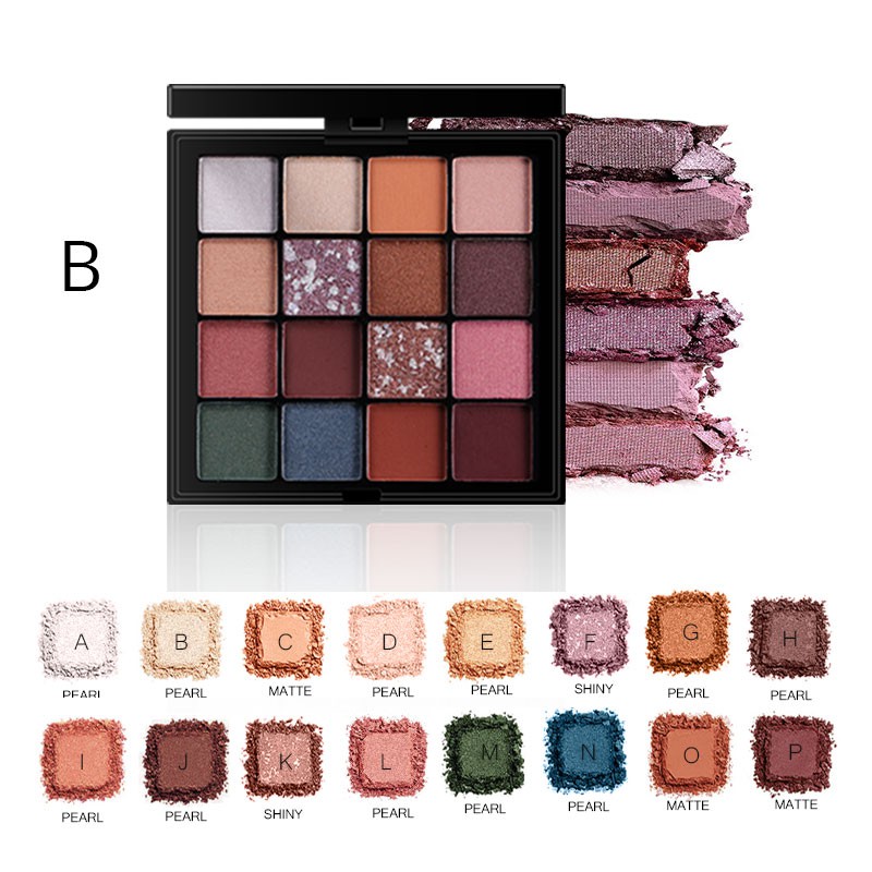 Bảng phấn mắt MIXDAIR 16 màu lì / ánh ngọc trai với với 6 chiếc cọ trang điểm | BigBuy360 - bigbuy360.vn