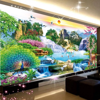 Tranh thêu chữ thập phong cảnh e56 cm - tranh chưa thêu