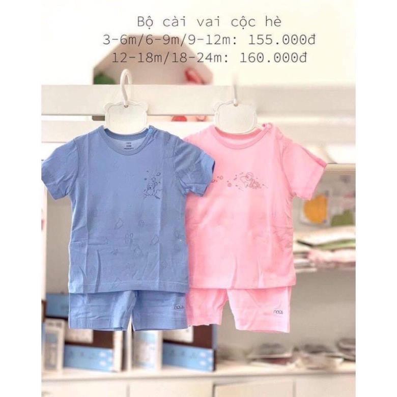 Bộ Nous cài vai cộc hè hồng, xanh