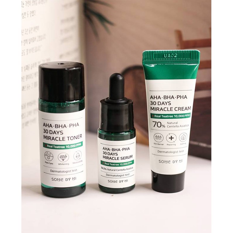 Bộ Kit 3 Món giảm mụn &quot;Thần Kỳ&quot; Some By Mi AHA - BHA - PHA 30 Days Miracle Kit (Toner, Serum, Cream)