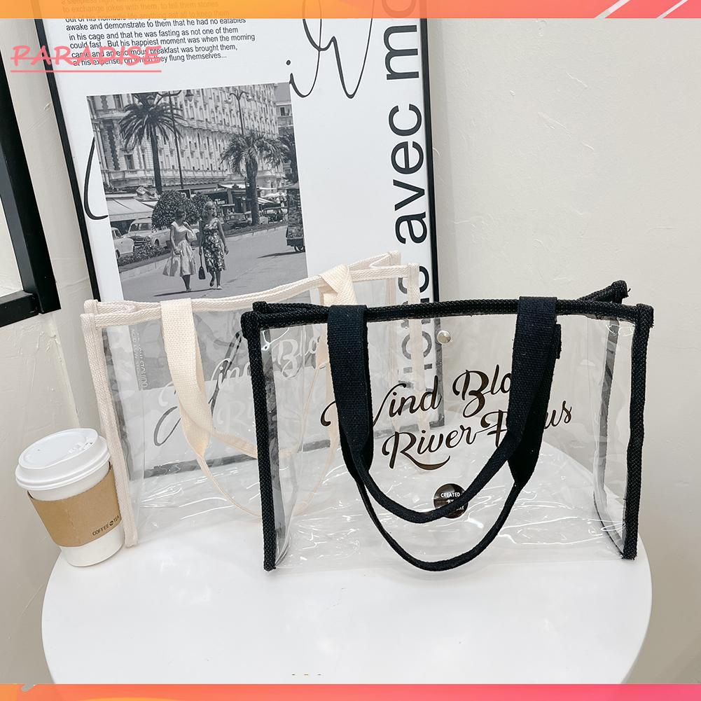 Túi Xách Tote Chất Liệu PVC Trong Suốt Chống Thấm Nước Cỡ Lớn Thời Trang Đi Biển