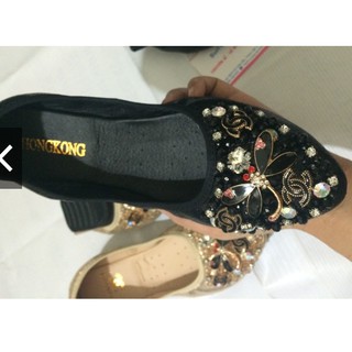 Giày búp bê đính đá, đế dẻo siêu mềm