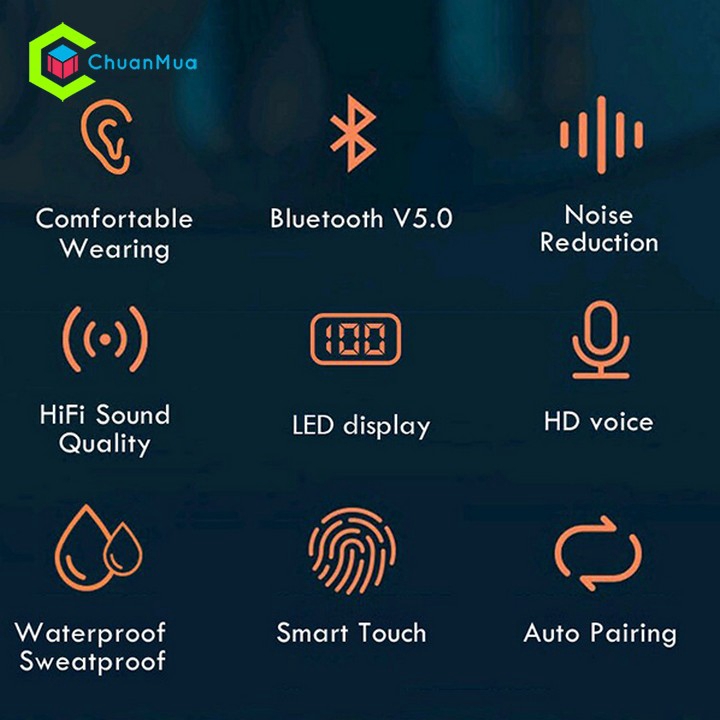 Tai Nghe Nhét Tai Bluetooth 5.0 Không Dây Nút Cảm Ứng (Chơi Game, Chống Ồn, Chống nước, Rảnh tay lái xe,...)