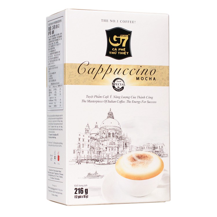 Cà phê G7 Capucino hộp 12 gói, vị Mocha và Hazelnut