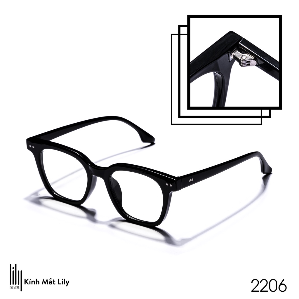 Kính gọng vuông nam nữ LILYEYEWEAR chất liệu nhựa cứng cáp thời trang Hàn Quốc SS N-01 2206
