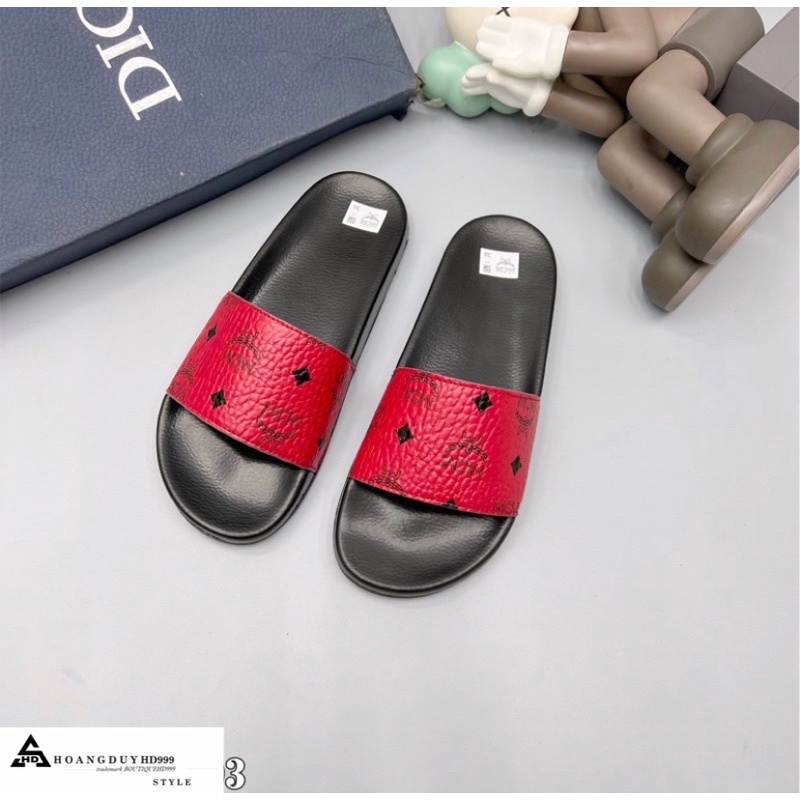 Dép lê nam quai ngang in hình MCM kèm ảnh thật - Dép nam quai da sần chất đẹp