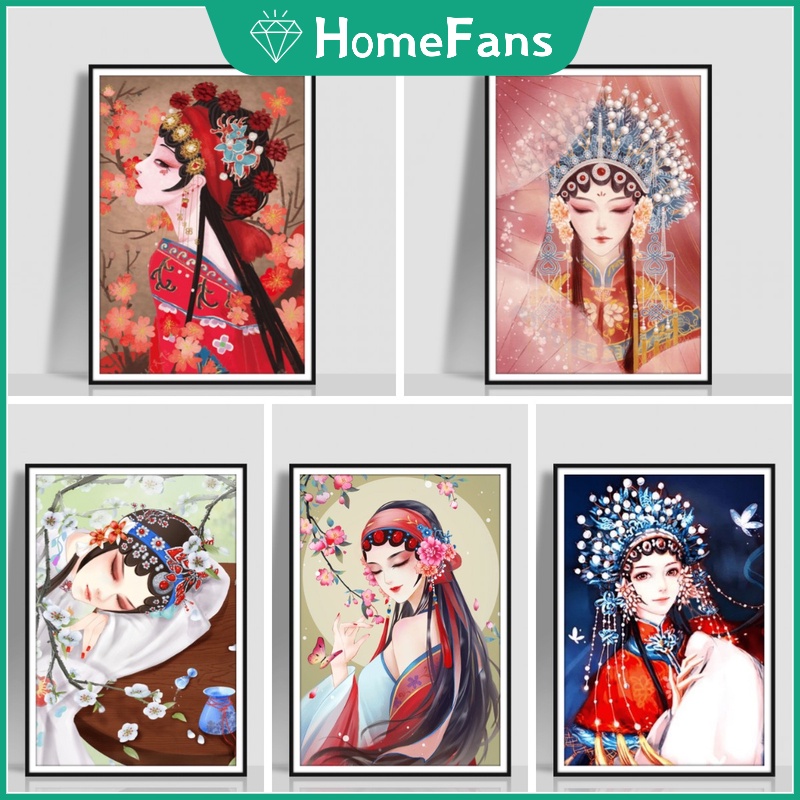 Bộ Tranh Đính Đá 5D Tự Làm 30x40cm / 50x70cm Hình Nhạc Kịch Trung Hoa