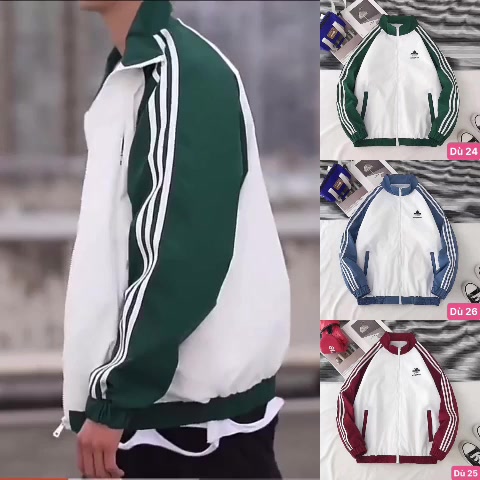 Áo khoác dù nam màu xanh trắng 3 sọc chất liệu dù gió 2 lớp cao cấp dáng from bóng chày bomber nhiều mẫu mới | BigBuy360 - bigbuy360.vn