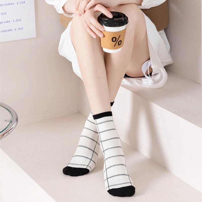 Tất vớ cổ cao chất liệu cotton co giãn bốn chiều, set tất vớ họa tiết dễ thương - Sope Shop