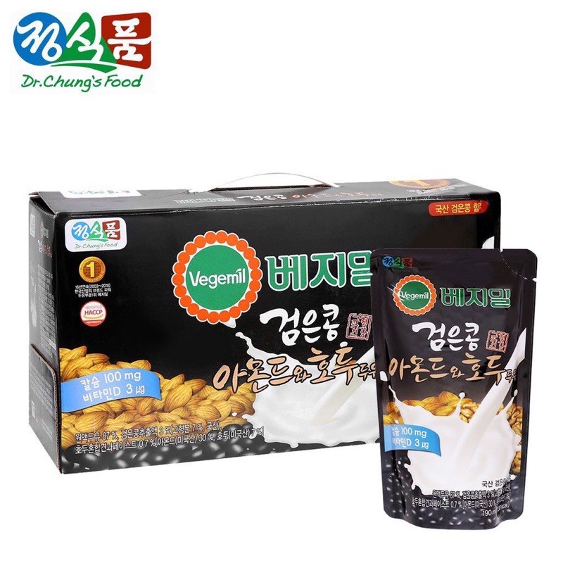 Sữa hạnh nhân óc chó đậu đen thùng 20 túi 190ml date mới