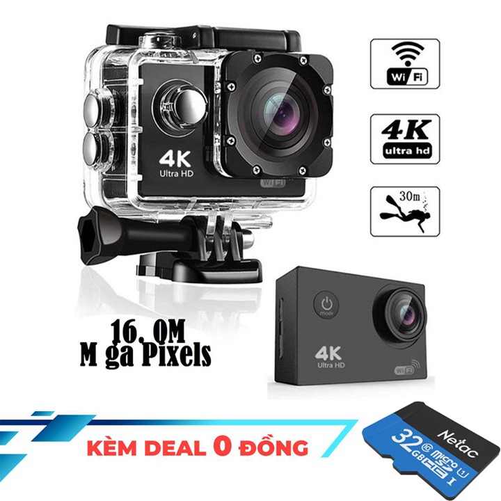 [Mã ELMS05 giảm 5% đơn 300k]Camera hành trình Thể thao 4K ULTRA HD - Tặng thẻ nhớ 32G