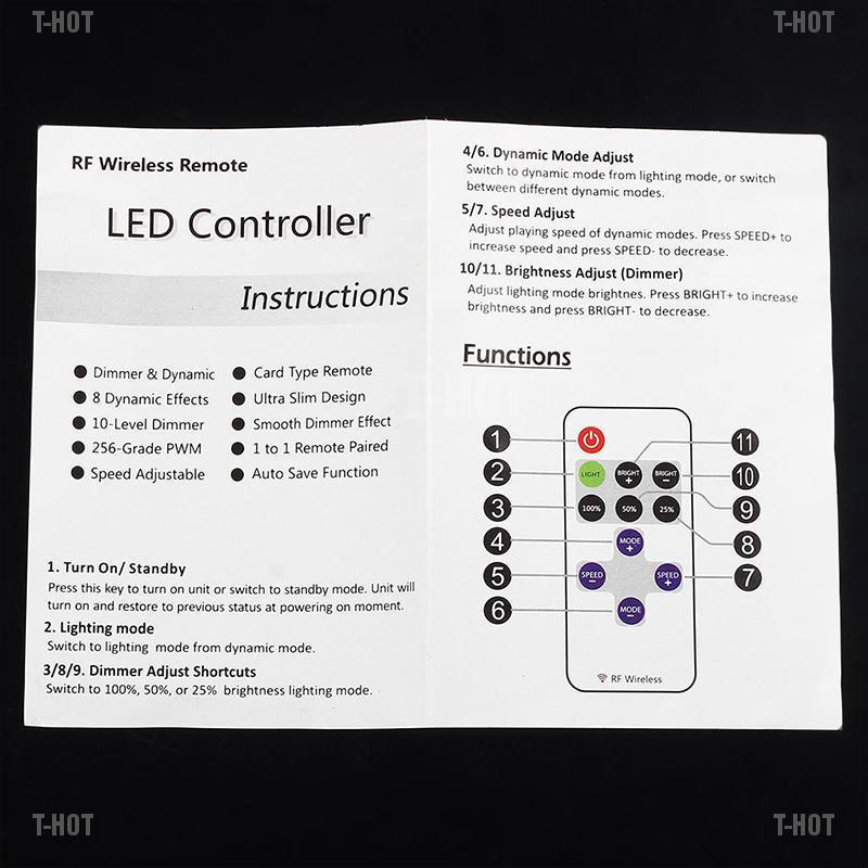 Bộ điều khiển tốc độ và độ sáng từ xa RF cho đèn LED dây 12V mini