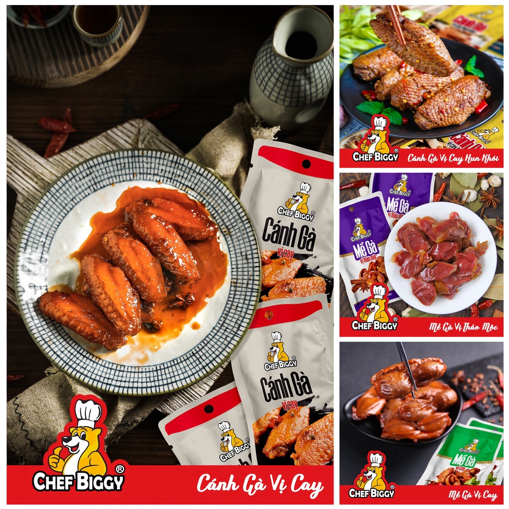 Combo 20 Gói Cánh Gà CHEF BIGGY Vị cay gói 40g