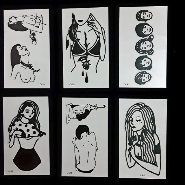 (Được chọn mẫu) Hình xăm nước hình xăm dán tatoo mini stickers đen trắng đẹp phong cách Hàn Quốc dễ thương cute giá rẻ