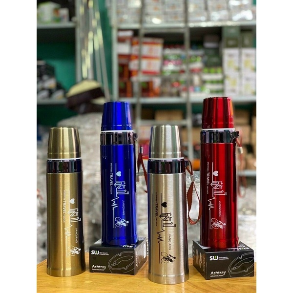 Bình giữ nhiệt 800ml chất liệu inox, nắp bình đồng thời là ca uống nước tiện lợi