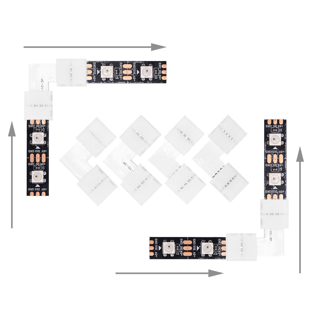 Set 10 Đầu Nối Đèn Led 2/3/4/5PIN L / T / X Cho Dây Đèn Led RGBW RGBW 10mm