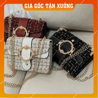 Túi xách nữ💥freeship💥giảm 20k khi nhập - túi xách nữ vải dạ tweed khóa rồng sang chảnh