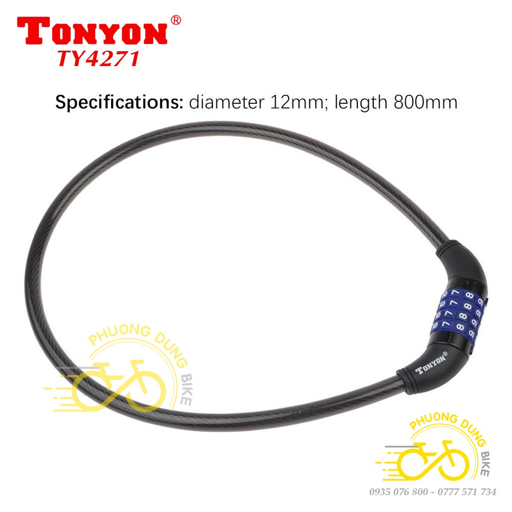 Dây khóa 4 số đổi mã xe đạp Tonyon TY4271
