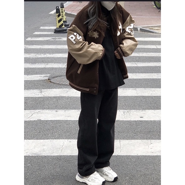 Áo khoác varsity nâu