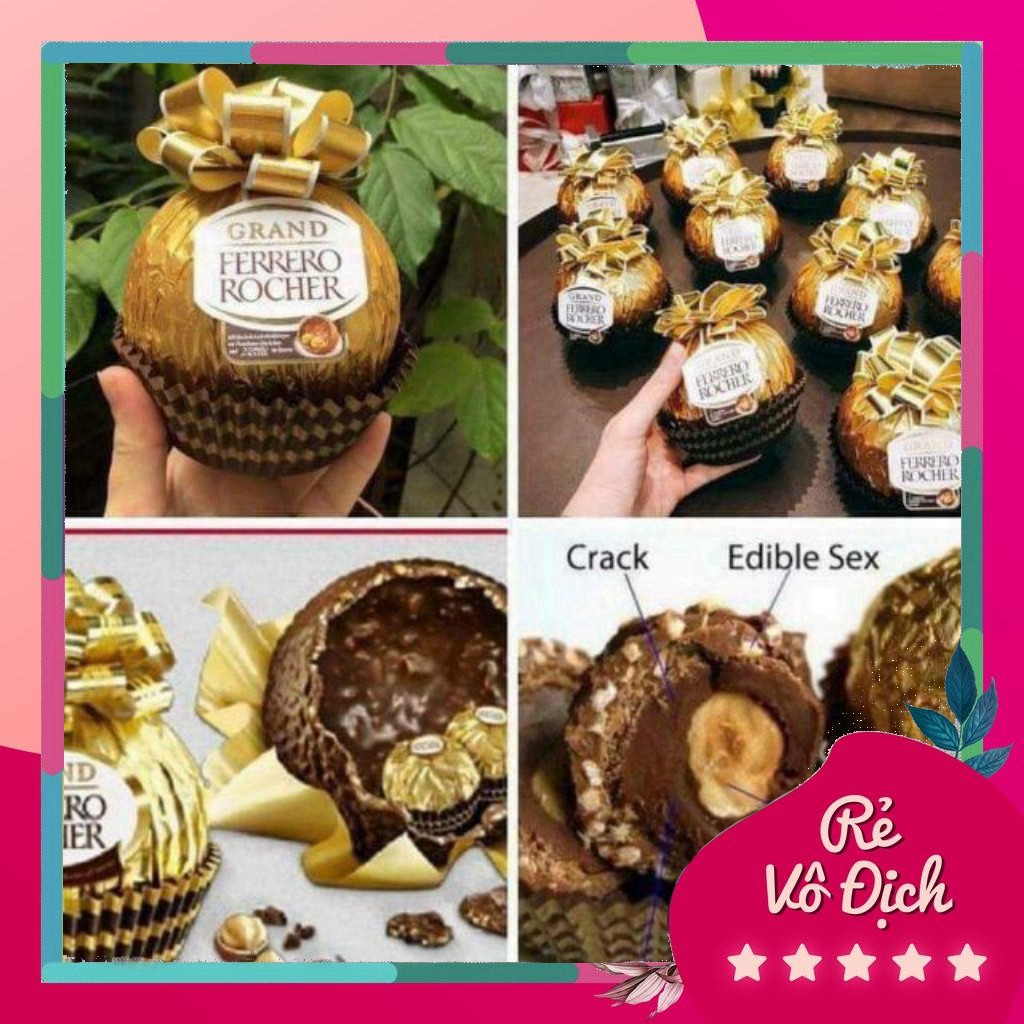 dhtn  Socola Ferrero Rocher Nga hình quả cầu buộc nơ đỏ 125gr - 8000500168554 Date 12/2020